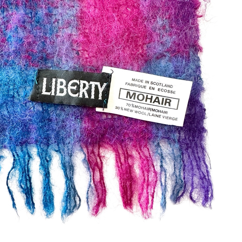 Liberty 70% Mohair 30% Wool Jewel Tone Plaid Scarf Made in Scotland - Picture 3 of 6